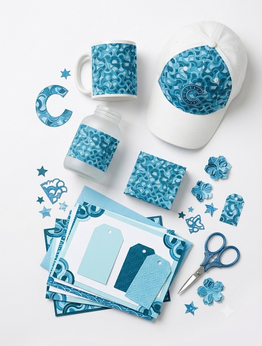 Productos personalizados en tonos azules
